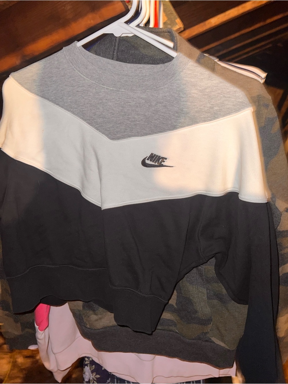 Nike Women’s Colorblock Crewneck Sweatshirt - Gray/White/Black